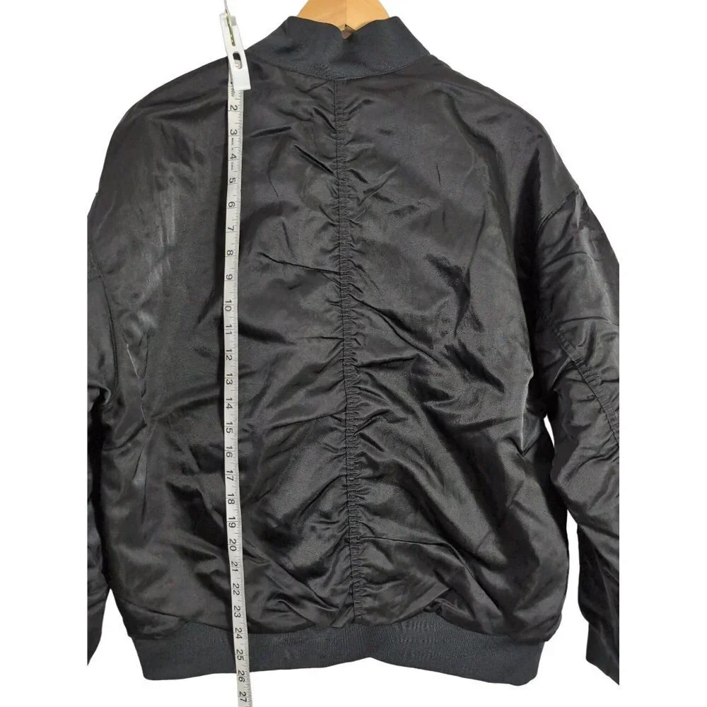 NIke Reversible Bomber Jacket Womens M‎ Black Loose Fit Full Zip